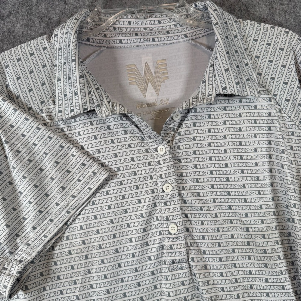 Whataburger Just Like You Like It Polo Shirt Womens 2XL Gray Graphic Print